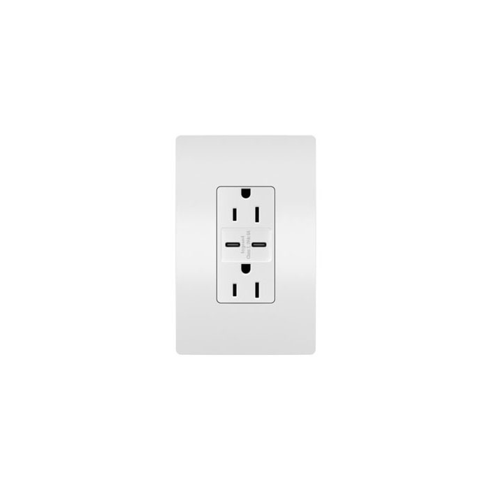 Pass & Seymour radiant® 15W USB Outlet, Type C, 15A, Tamper-Resistant, White