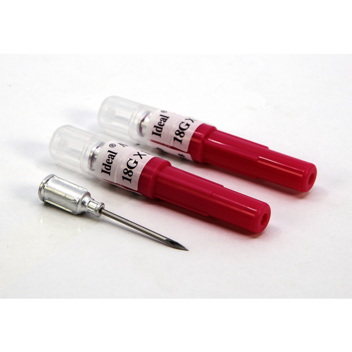 Ideal Instruments 18 ga x 1 in Pink Color Aluminum Material Disposable Hub Needle