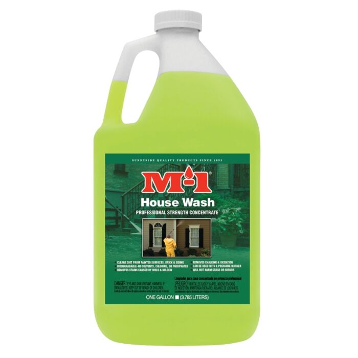 M-1 HW1G House Wash Cleaner, Liquid, Mild, Yellow, 1 gal, Bottle