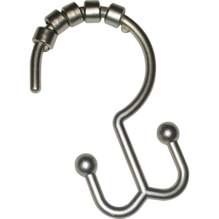 Zenna Home Double Roller Shower Curtain Hook (Brushed Nickel - 12pk)