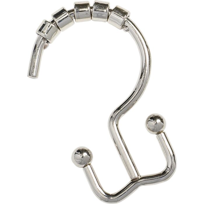 Zenna Home Double Roller Shower Curtain Hook (Chrome - 12pk)