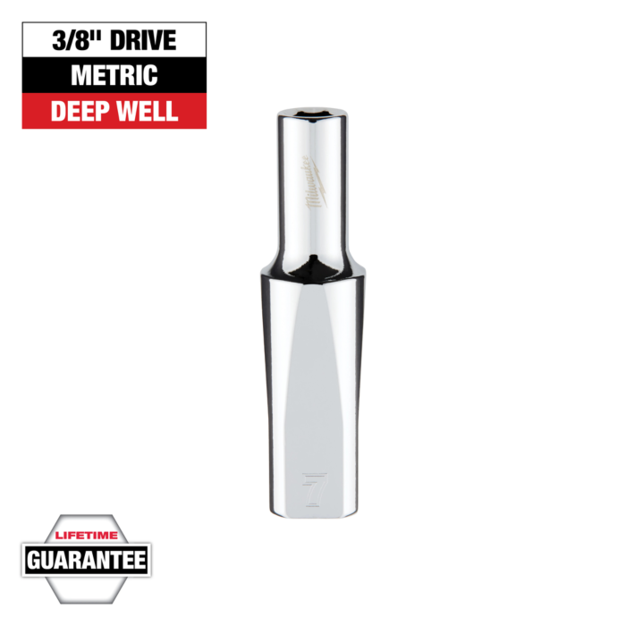 Milwaukee 3/8" Drive 7mm Metric Deep Socket with FOUR FLAT™ Sides