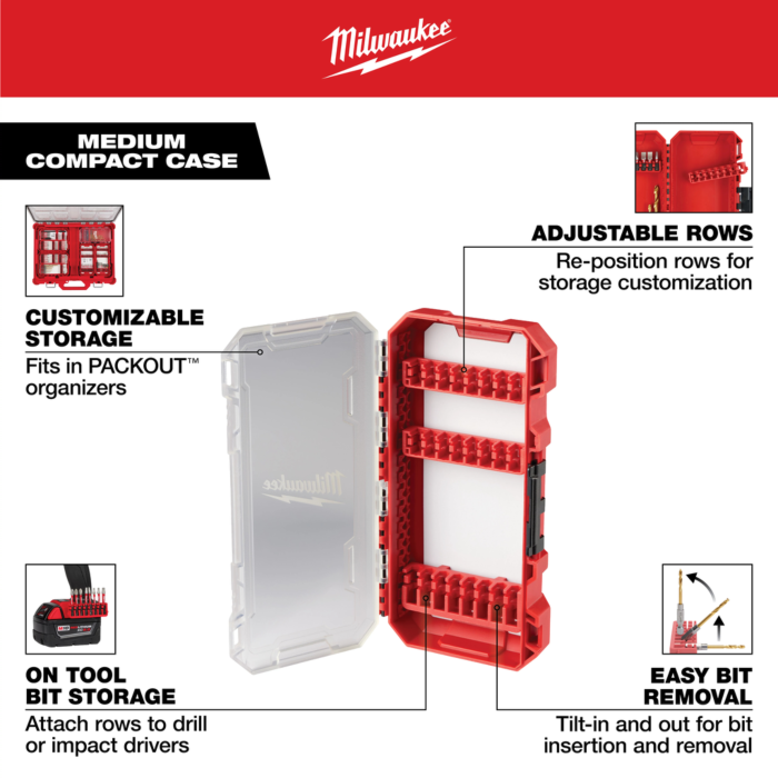 Milwaukee Customizable Medium Compact Case for Impact Driver Accessories Milwaukee Customizable Medium Compact Case for Impact Driver Accessories
