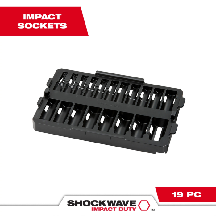 Milwaukee 19PC SHOCKWAVE™ Impact Duty Socket 3/8” Drive MM TRAY ONLY