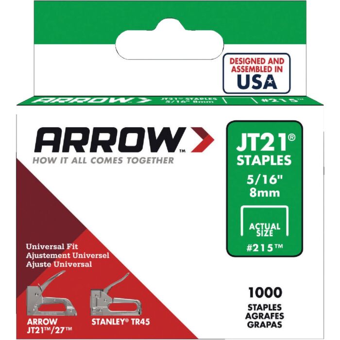 Arrow Fastener Arrow JT21 Light Duty Staple, 5/16 In. (1000-Pack)