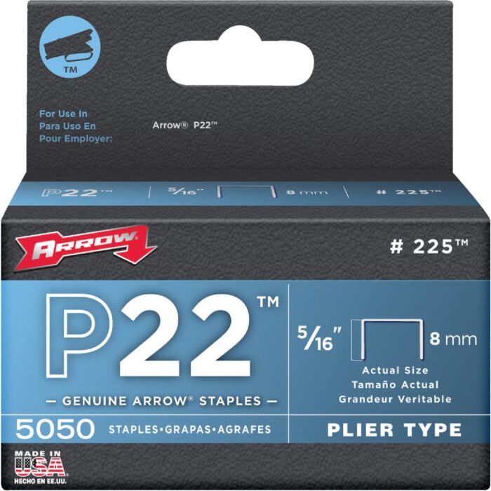 Arrow Fastener Arrow P22 Plier Type Staple, 5/16 In. (5050-Pack)