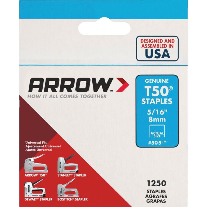 Arrow Fastener Arrow T50 Heavy-Duty Staple, 5/16 In. (1250-Pack)