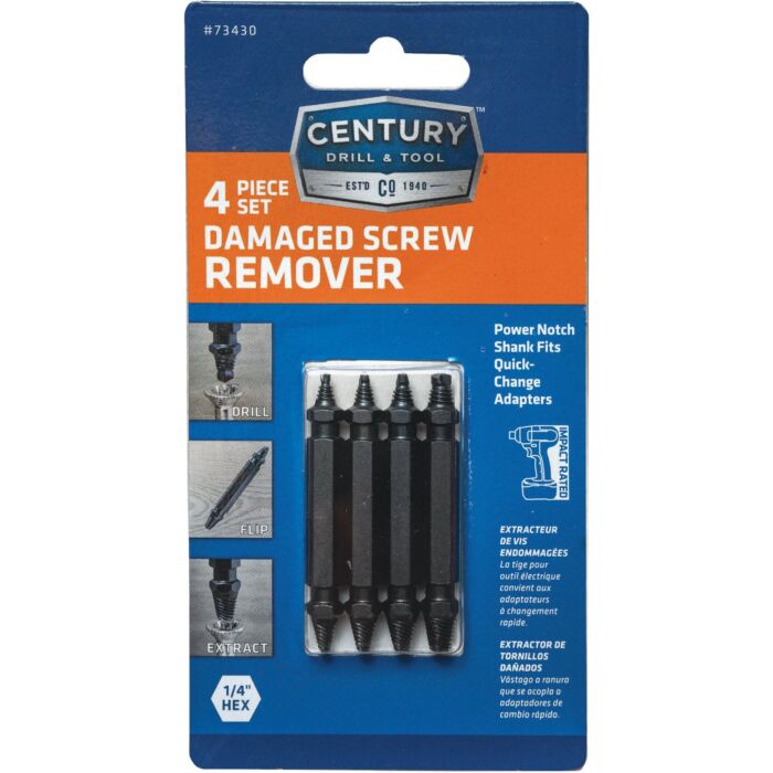 CENTURY DRILL & TOOL Century Drill and Tool Damaged Screw Remover Set (4-Piece)