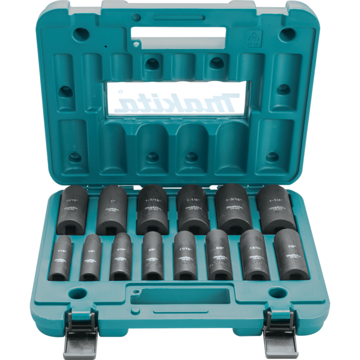 Makita 1/2 in. Drive Deep Well SAE Impact Socket Set (14pc)