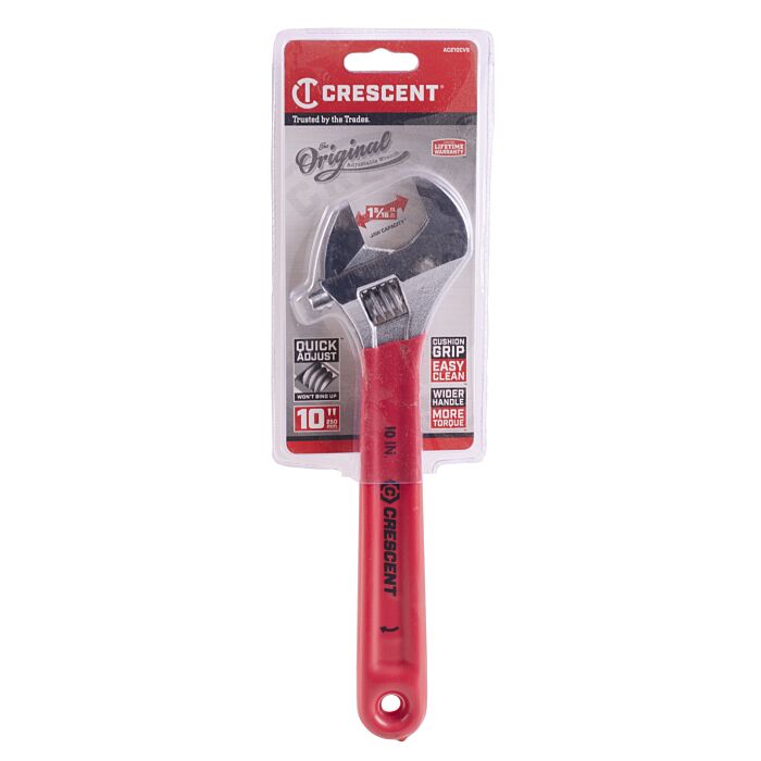 Crescent 10" Chrome Finish Adjustable Wrench, Cushion Grip