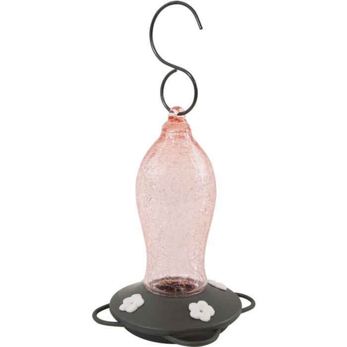 Nature's Way Crackle Glass Hummingbird Feeder (Blush Pink) 16 oz