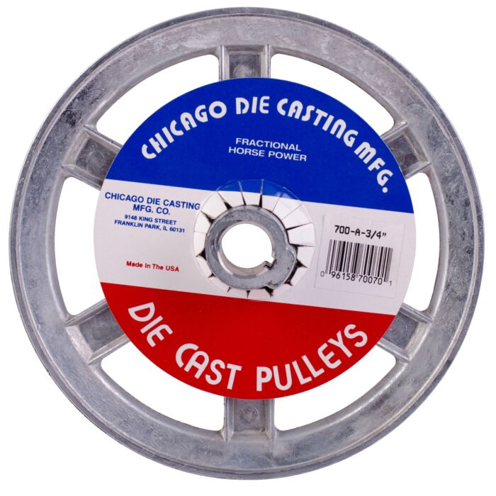 Chicago Die Casting 7" "A" V-Belt, 1 Groove, Zinc Die Cast Sheave, 3/4" Bore