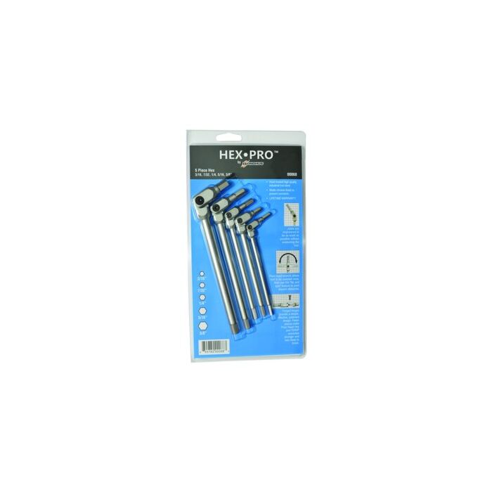 Bondhus Imperial 5 Pieces Tool Steel Pivot Head Hex Wrench Set