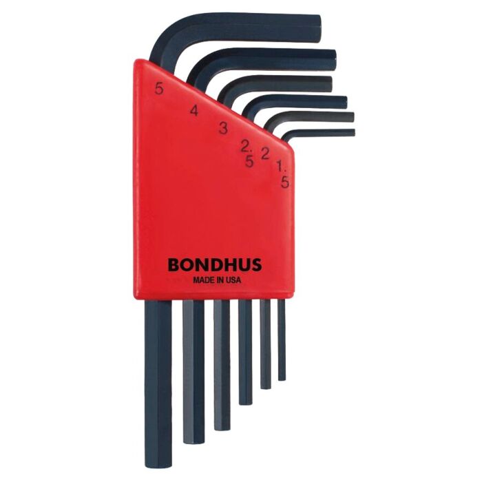 Bondhus Metric 6 Pieces 1.5-5 mm Short Length Hex End L-Wrench Set