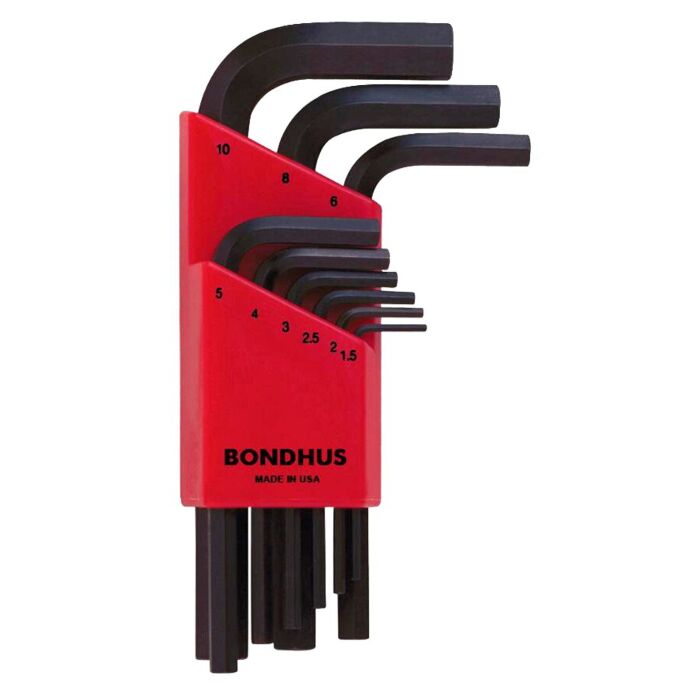 Bondhus Metric 9 Pieces 1.5-10 mm Short Length Hex End L-Wrench Set