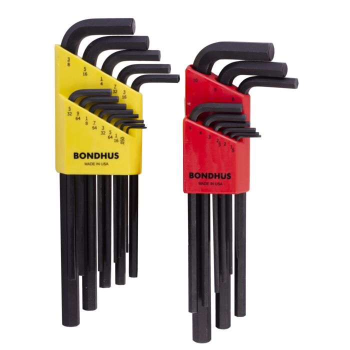 Bondhus SAE/Metric 22 Pieces 0.05-3/8 in and 1.5-10 mm Long Length Hex End L-Wrench Set