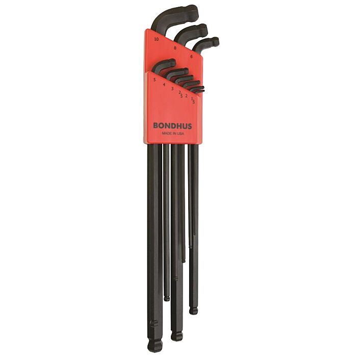 Bondhus Metric 9 Pieces 1.5-10 mm Stubby Double Ball End L-Wrench