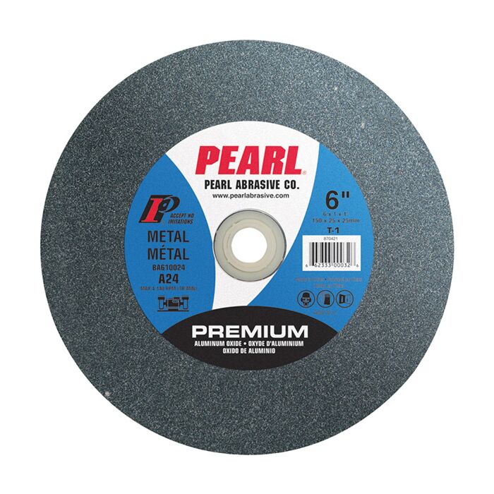 Pearl Abrasives Bench Wheels Alum Oxide, 6" x 3/4" x 1" - 6X3/4X1 A80 GENERAL PURPOSE