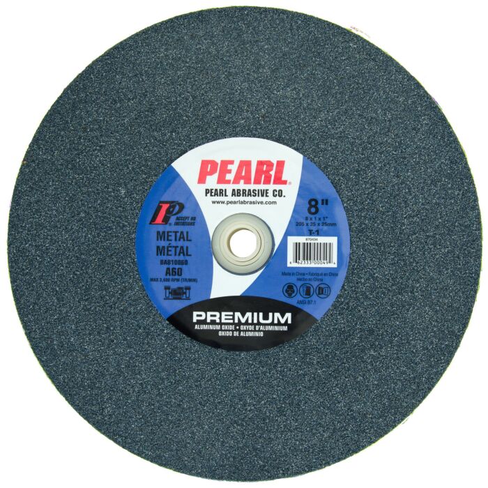 Pearl Abrasives Premium Aluminum Oxide Bench Grinding Wheel 8 x 1 x 1 A60 BA810060