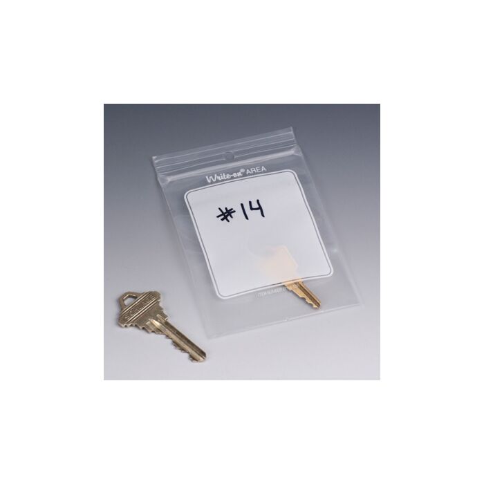Write-on® 2 mil Polyethylene Zipper Bag with Hang Hole