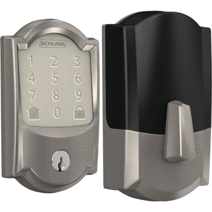 Schlage Encode Smart WiFi Satin Nickel Deadbolt with Camelot Trim