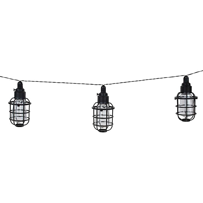 Boston Harbor Solar String Lantern Light w/ AA Battery (Black - 10 Lamps)