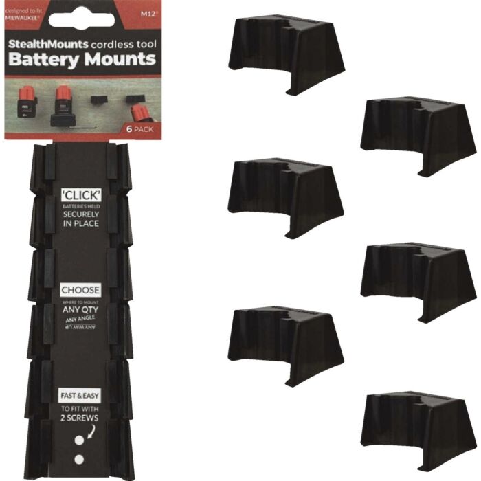 StealthMounts Milwaukee Battery Mounts M12 6pk