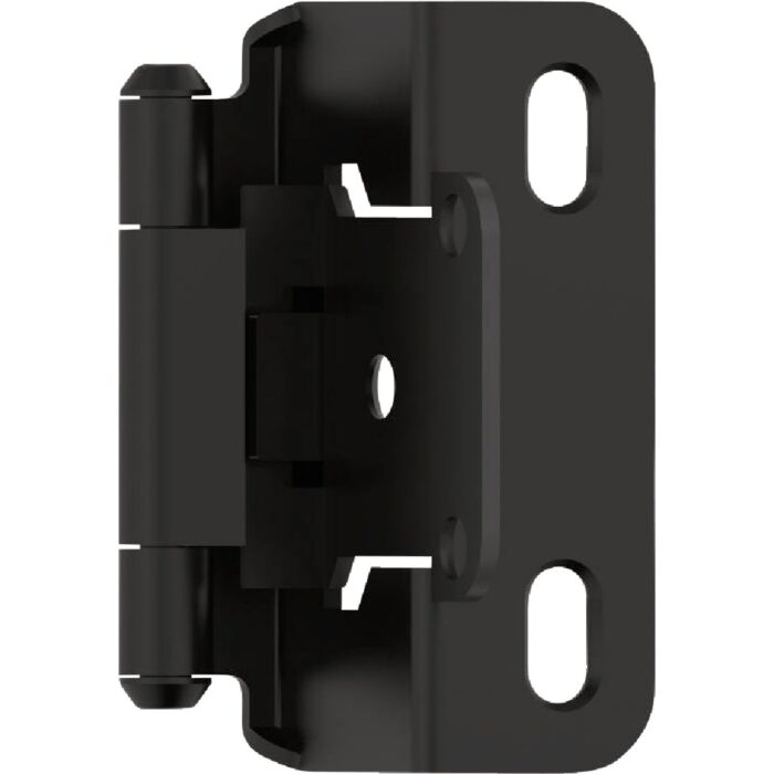 Amerock Overlay Self-Closing Partial Wrap Cabinet Hinge (Matte Black - 2pk) 1/2 in.