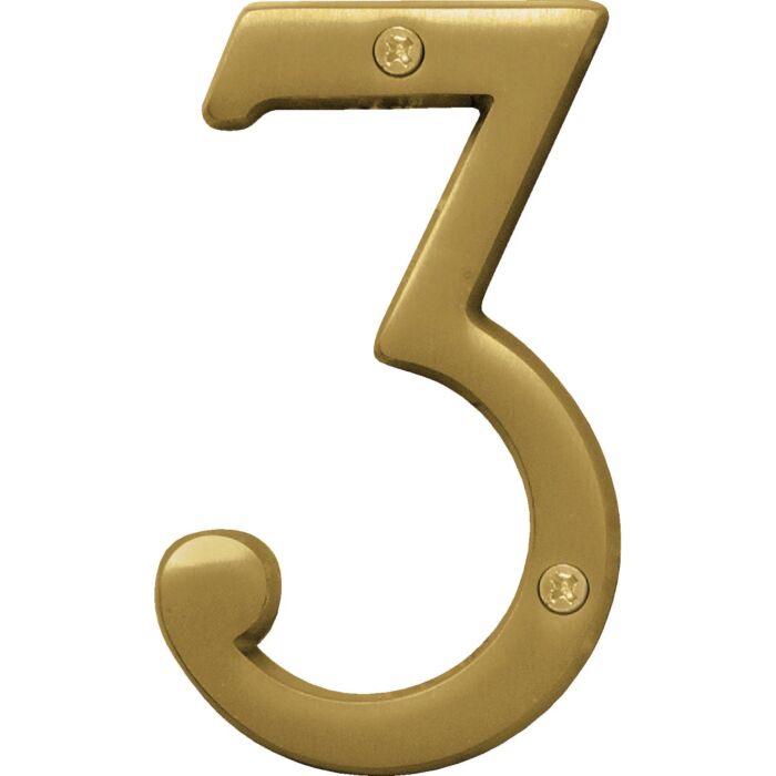 HY-KO Hy-Ko 4 In. Brushed Brass Number 3