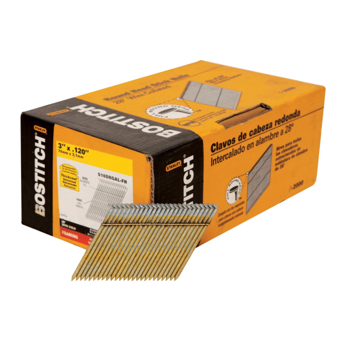 Bostitch Framing Nails, 28 Degree, Wire Weld, Galvanized, 3-Inch X