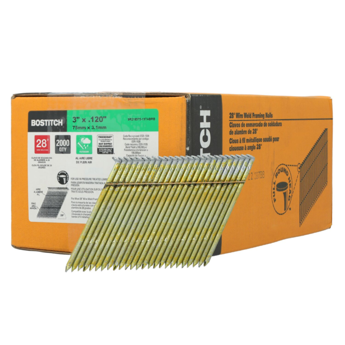 Bostitch Framing Nails, 28 Degree, Wire Weld, Galvanized, 3-Inch X