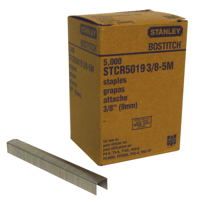 Bostitch 5,000-Qty. 3/8" Leg .050" X .019" Heavy Duty 7/16" Powercrown Staple