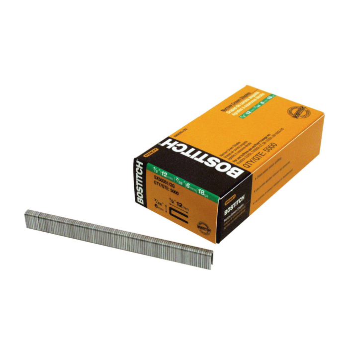 Bostitch 3,000-Qty. 1-1/2" Leg 18-Gauge 7/32" Narrow Crown Finish Staples