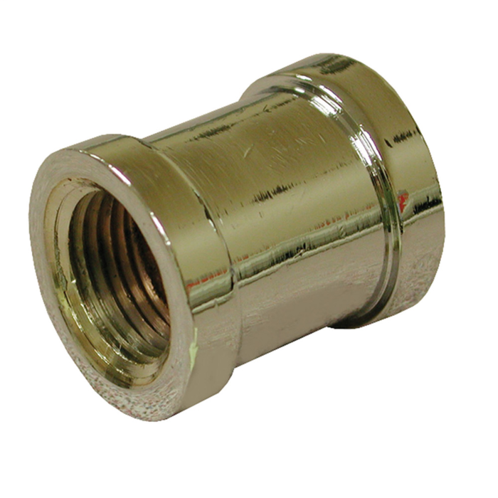 Jones Stephens 1/2" Chrome Plated Bronze Coupling, Lead Free