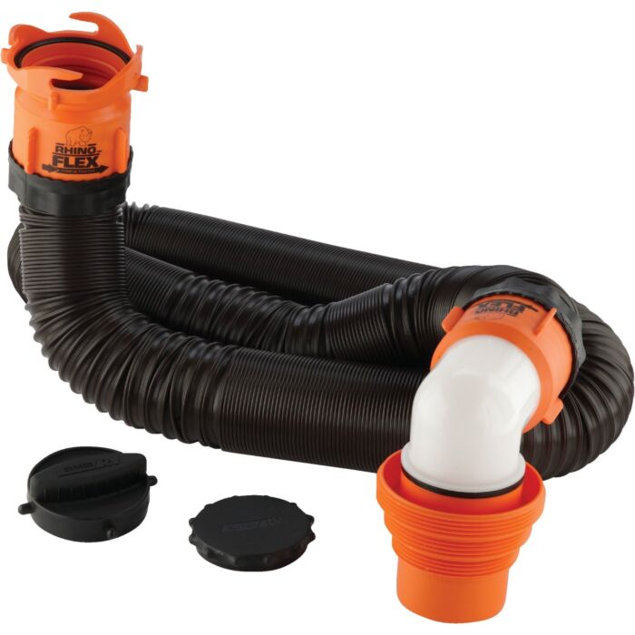 Camco Manufacturing RhinoFLEX Camper/RV Sewer Hose Kit w/ Adapter & Elbow - 15 ft