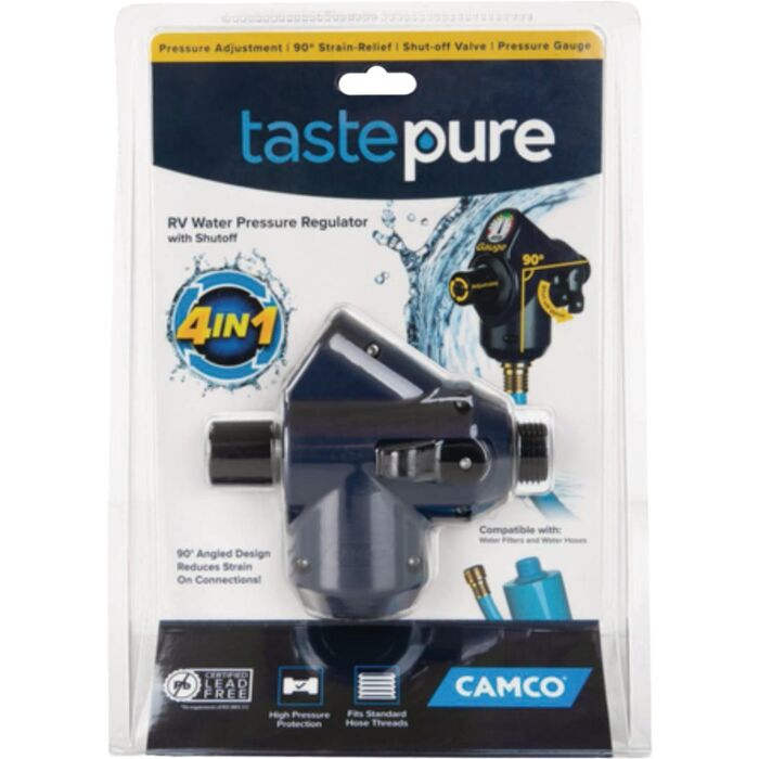Camco Manufacturing Camco TastePURE 90 Degree Water Pressure Regulator with Shut-Off