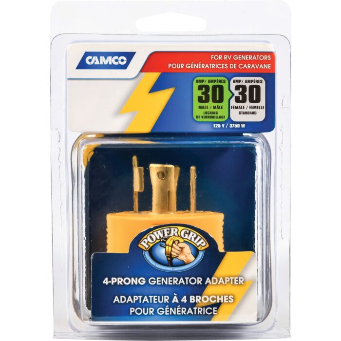 Camco Manufacturing Power Grip 30-Amp 4-Prong RV Generator Adapter