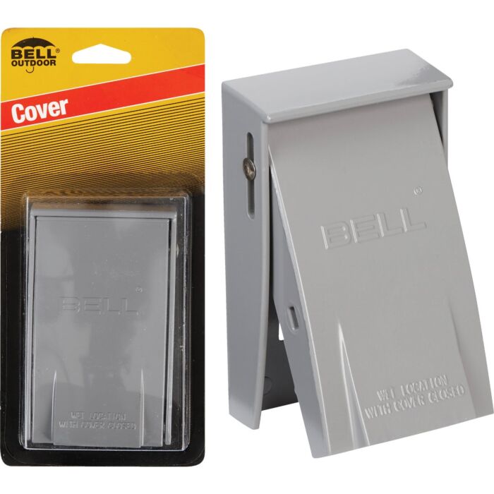 Bell GFCI Cover Vert Lid 1G Gray W/P