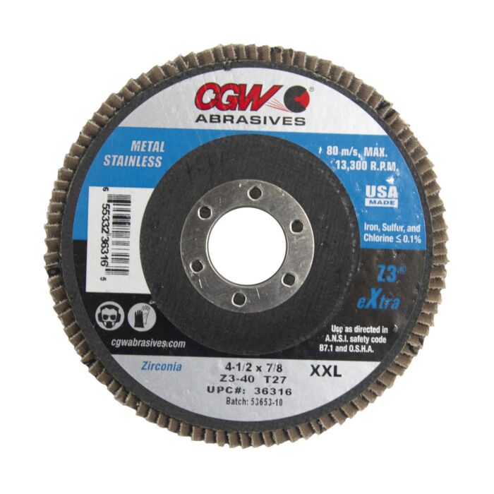 CGW 4-1/2 in 7/8 in Type 27/Depressed Center Flat Flap Disc