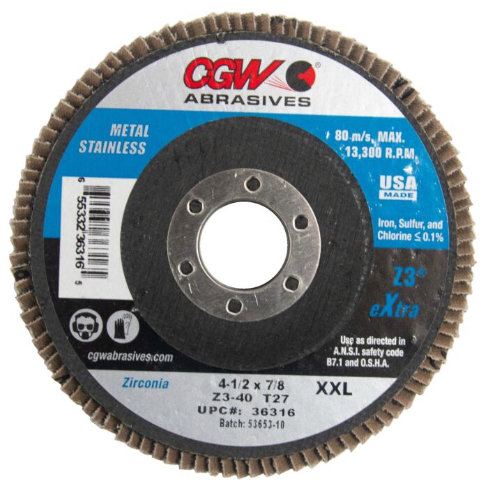 CGW 4-1/2 in 7/8 in Type 27/Depressed Center Flat Flap Disc