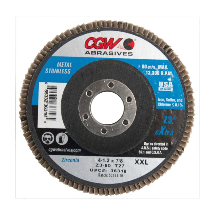 CGW 4-1/2 in 7/8 in Type 27/Depressed Center Flat Flap Disc