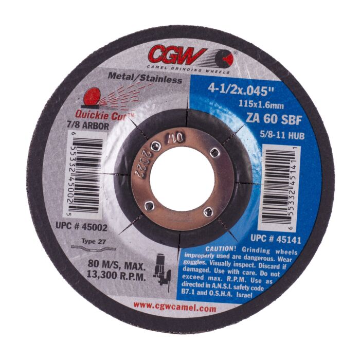 CGW 4-1/2 in, Type 27, 0.045 in Flat Cut-Off Wheel