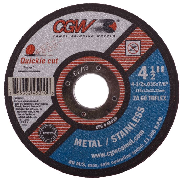 CGW ZA60-TB-FLEX Type 1 4-1/2 in 0.035 in Straight Cut-Off Wheel