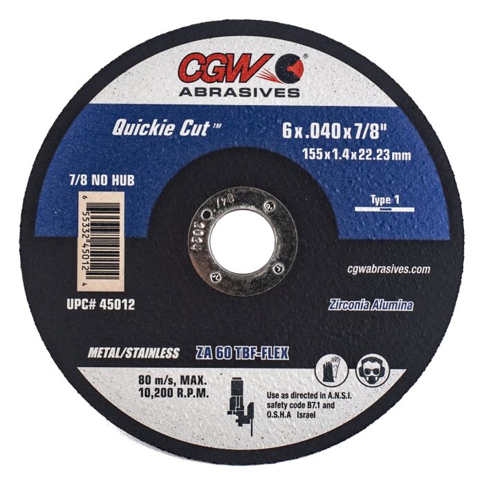 CGW Reinforced Cut-Off Wheel - Size 6 x .040 x 7/8