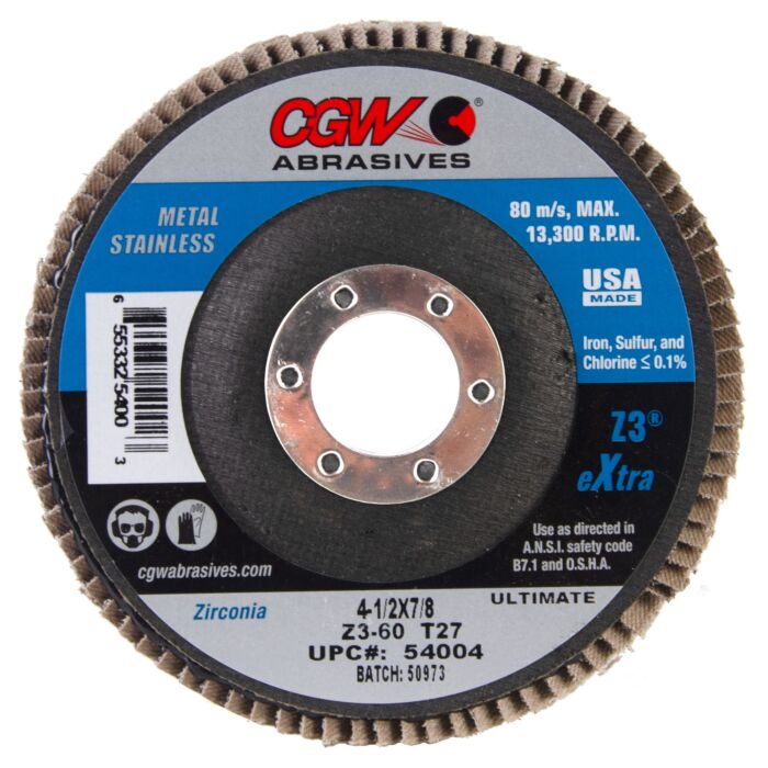 CGW Ultimate 4-1/2 in 7/8 in Type 27/Depressed Center Flat Flap Disc