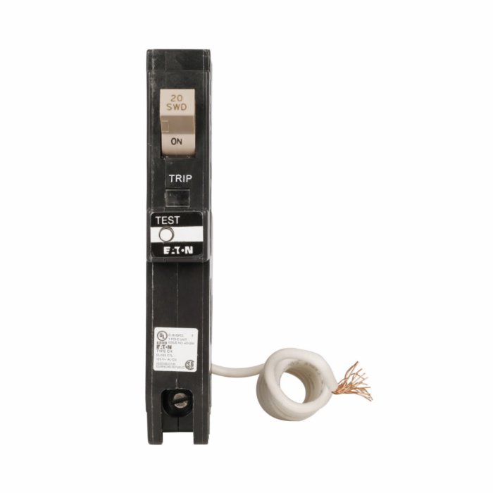 Eaton CH GFCI circuit breaker,Ground fault circuit breaker,Trip flag, GFCI,20 A,10 kAIC,Single-pole,120/240 V,CHFGF,Ground fault circuit interrupter,GFI