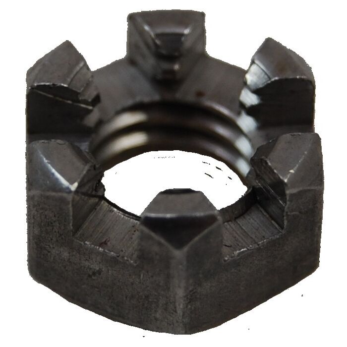 Slotted Finished Hex Nut, Coarse Thread, 1/4-20, Zinc CR+3