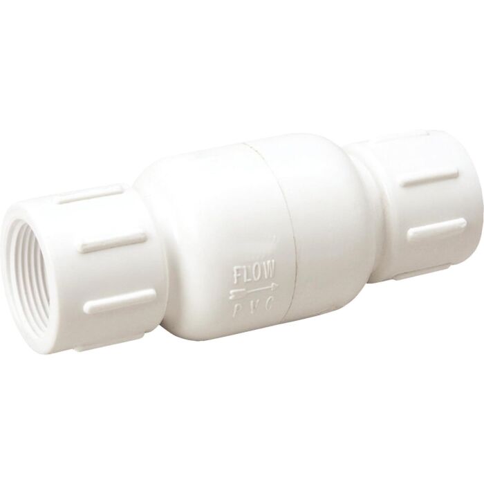 Jones Stephens 1/2" Inline PVC Check Valve, Threaded Ends