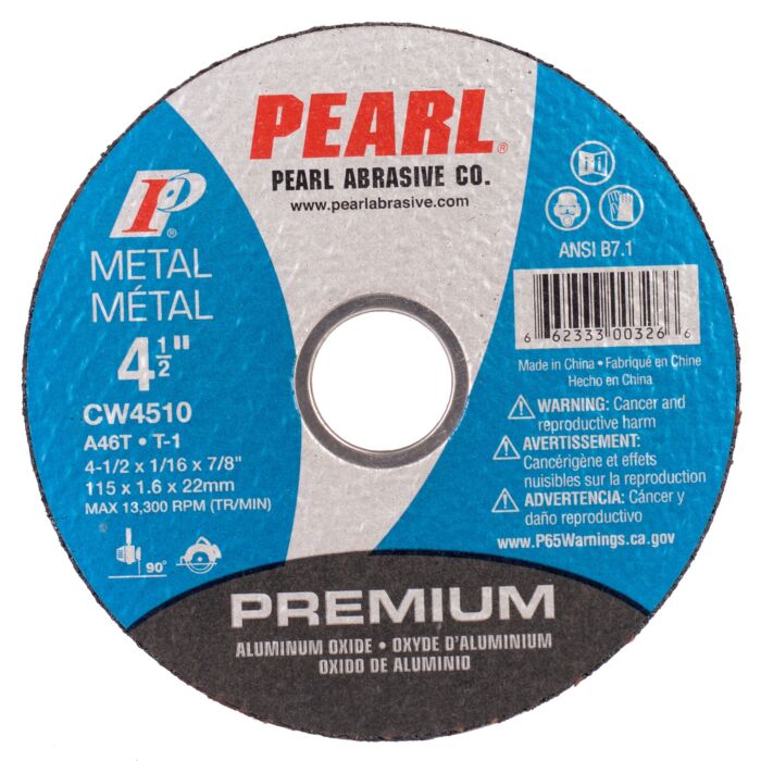 Pearl Abrasives 4-1/2 x 1/16 x 7/8 Premium AO Small Diameter Cut-Off Wheels, A46T