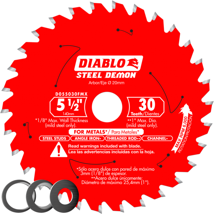 Diablo Tools 5‑1/2 in. x 30 Tooth Steel Demon Metal Cutting Saw Blade